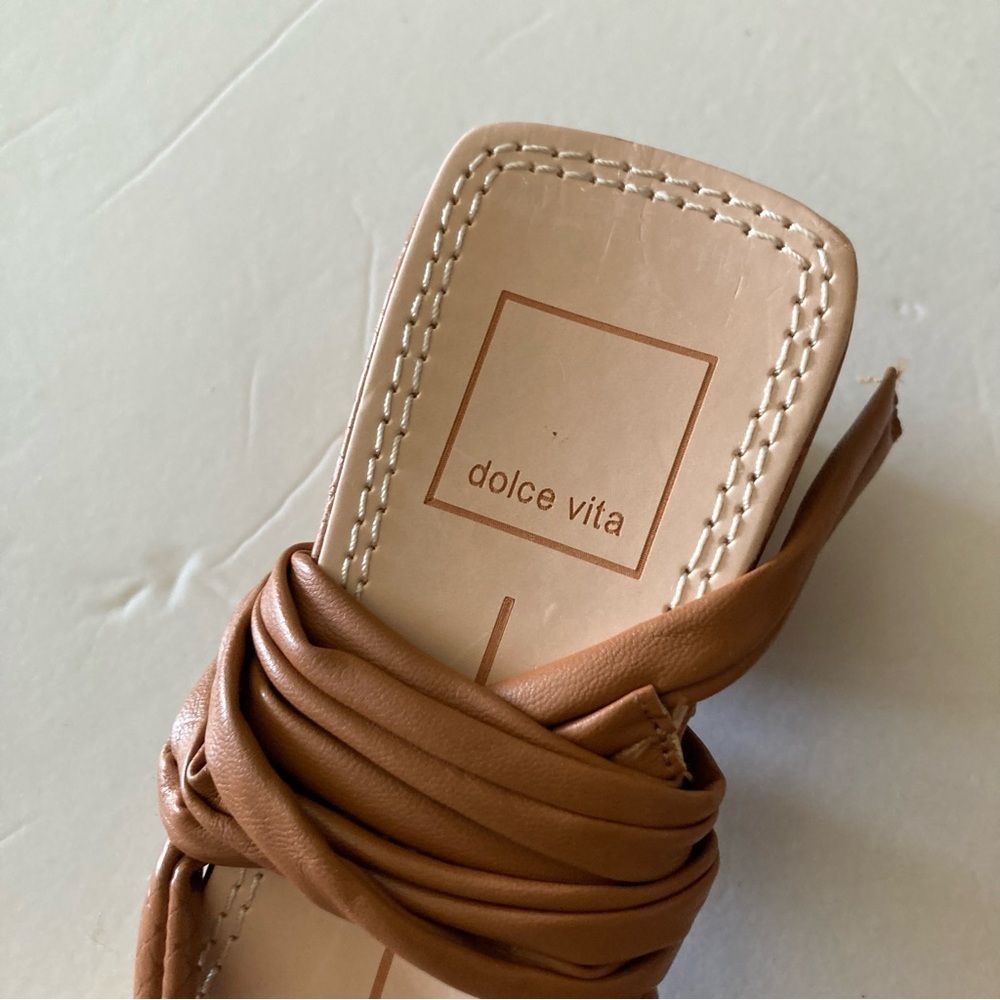 Dolce Vita Anthropologie Jorry Cedar Leather Tie Up Strappy Sandals - Picture 3 of 4